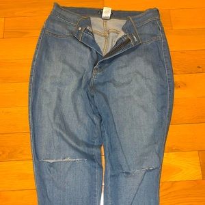 Stretch slit knee jeans